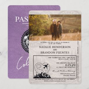 Invitación Boda de Pasaportes Lavender Purple Colorado