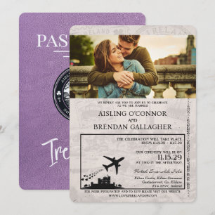 Invitación Boda de Pasaportes Lavender Purple Ireland
