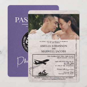 Invitación Boda de Pasaportes Lilac Purple Philippines