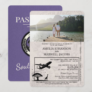 Invitación Boda de Pasaportes Lilac Sudáfrica