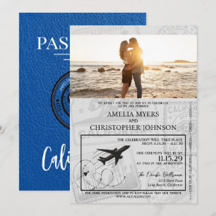 Invitación Boda de Pasaportes Royal Blue California