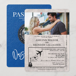 Invitación Boda de Pasaportes Royal Blue Nashville