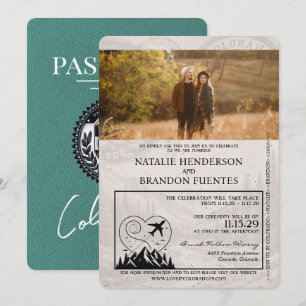 Invitación Boda de Pasaportes Turquoise Colorado