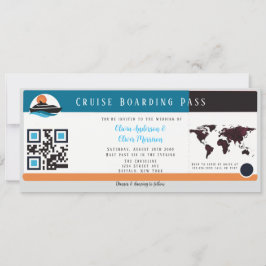 Invitación Boda de pases de crucero azul Naranja de Borgoña