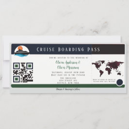 Invitación Boda de pases de crucero verde de Navy Marsala