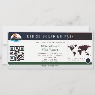Invitación Boda de pases de crucero verde de Navy Marsala