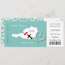 Boda de pases de embarque de billetes Austria
