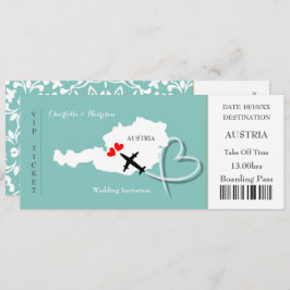 Invitación Boda de pases de embarque de billetes Austria