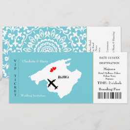 Invitación Boda de pases de embarque de entradas Destino de M