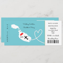 Invitación Boda de pases de embarque de entradas Destino Malt