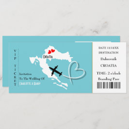 Invitación Boda de pases de embarque de tickets Croacia