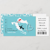 Boda de pases de embarque de tickets Croacia