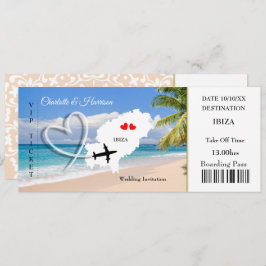 Invitación Boda de pases de embarque de tickets Ibiza