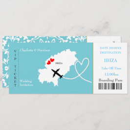Invitación Boda de pases de embarque de tickets Ibiza