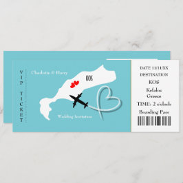 Invitación Boda de pases de embarque de tickets Kos de destin