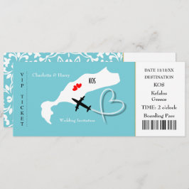 Invitación Boda de pases de embarque de tickets Kos de destin