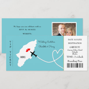 Invitación Boda de pases de embarque de tickets Rodas de dest