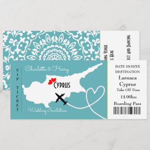 Invitación Boda de pases de embarque para entradas destino Ch