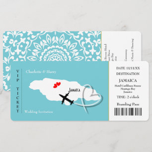 Invitación Boda de pases de embarque para entradas destino Ja