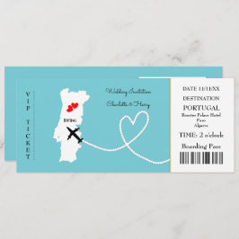 Invitación Boda de pases de embarque para entradas Destino Po