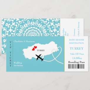 Invitación Boda de pases de embarque para entradas Turquía