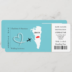 Invitación Boda de pases de entradas destino Gibraltar