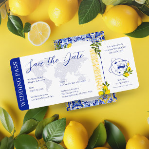 Invitación Boda de pases de pasaportes mediterráneos de limón