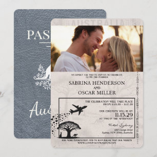 Invitación Boda de Passport de Silver Australia