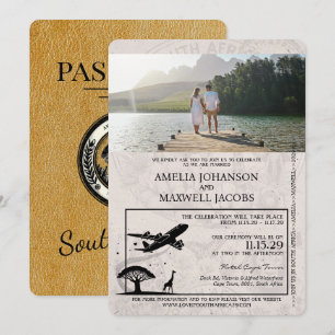Invitación Boda de Passport de Sudáfrica Gold