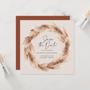Invitación Boda de pasto bohemio-natural pampas moderno