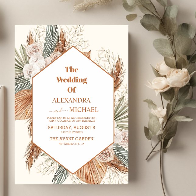 Invitación boda de pasto de pampas verde salado (Subido por el creador)