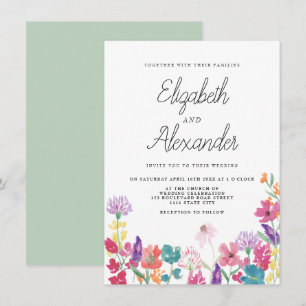 Invitación Boda de patio trasero de flores silvestres prensad