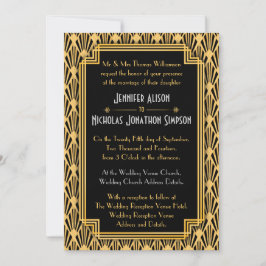 Invitación Boda de patrón de diamantes geométricos Art Deco
