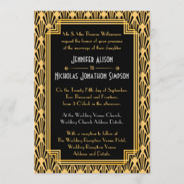 Invitación Boda de patrón de diamantes geométricos Art Deco