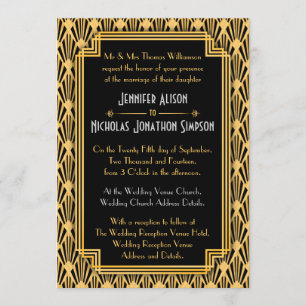 Invitación Boda de patrón de diamantes geométricos Art Deco