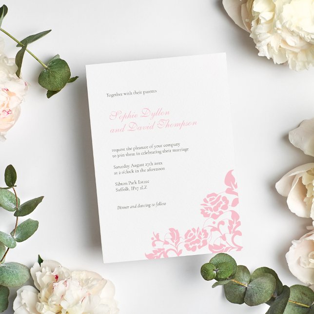 Invitación Boda de patrón de encaje de Rosa floral rosado de  (Subido por el creador)