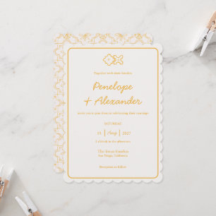 Invitación Boda De Patrón De Flor Delicado Dibujado A Mano