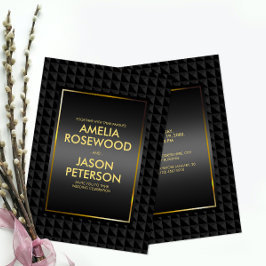 Invitación Boda de patrón de forma de polígono negro de lujo