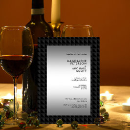 Invitación Boda de patrón de forma de polígono negro futurist