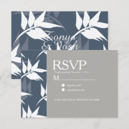 Invitación Boda de patrón de hoja botánica elegante azul blan