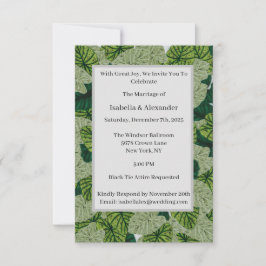Invitación Boda de patrón de hoja tropical verde