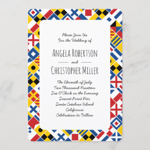 Invitación Boda de patrón de indicador de señal náutica