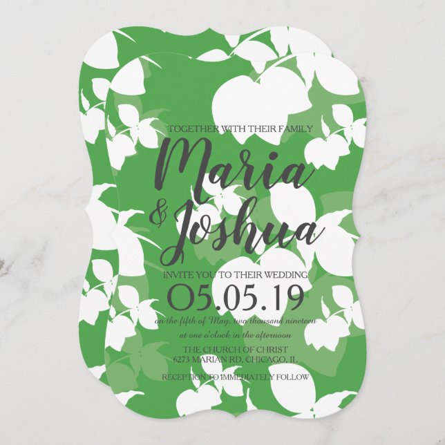 Invitación Boda de patrón de limón verde fresco brillante (Anverso / Reverso)
