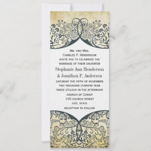 Invitación Boda de Patrón de Paisley de Pájaro de Amor Azul M