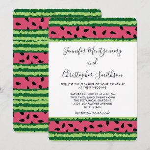 Invitación Boda de Patrón de Sandía Adorable Rosa y Verde