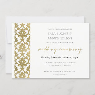 INVITACIÓN BODA DE PATRÓN FLORAL CLÁSICO DE ORO DAMASK