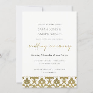 INVITACIÓN BODA DE PATRÓN FLORAL CLÁSICO DE ORO DAMASK
