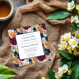 Invitación Boda de patrón floral de color de agua brillante