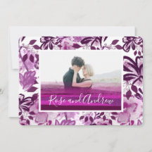 Boda de Patrón Floral Rosa con Foto Personalizada