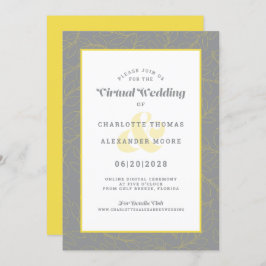 Invitación Boda de patrón moderno gris amarillo en línea